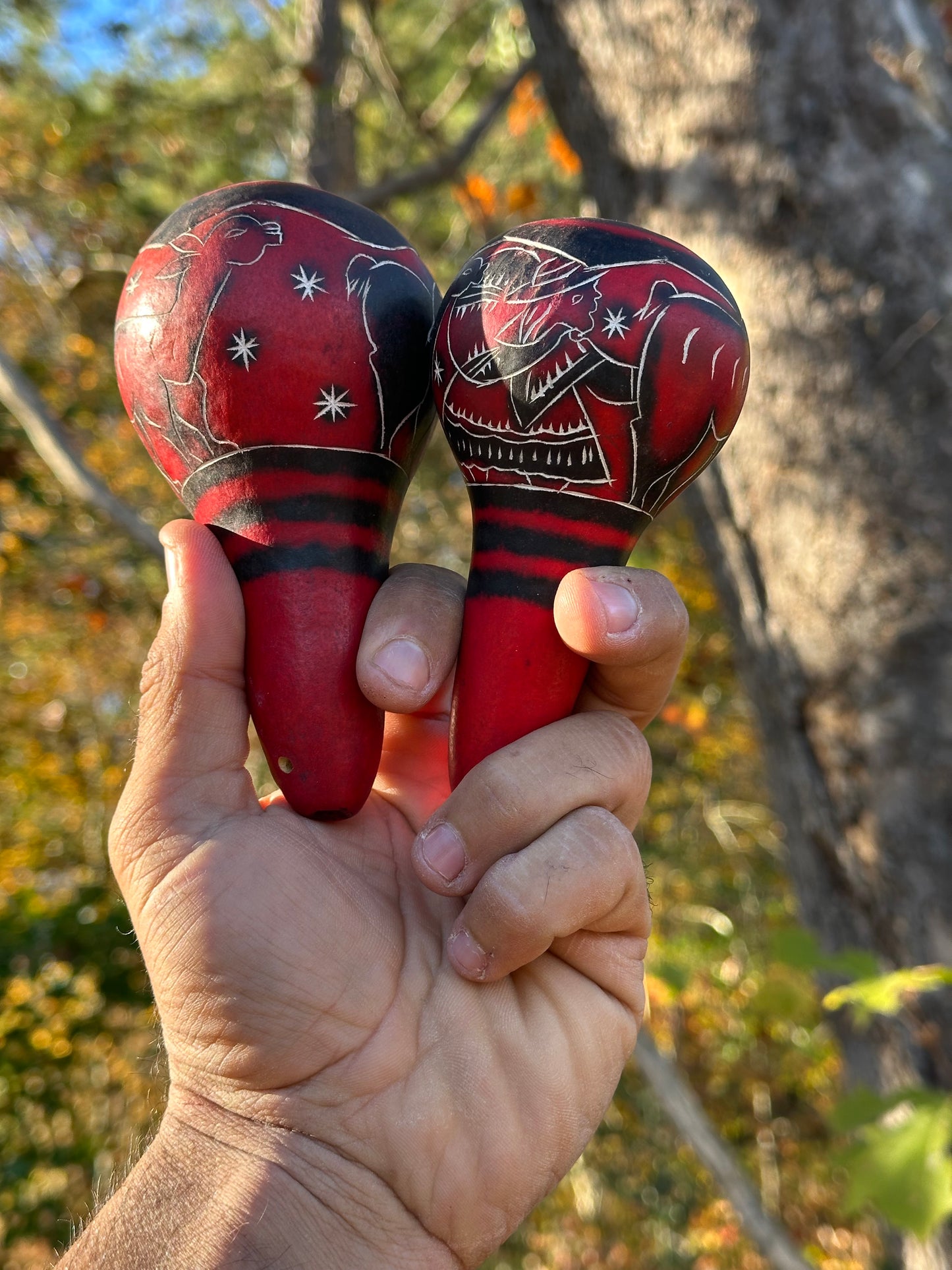 Peruvian Maracas (Llama designs)