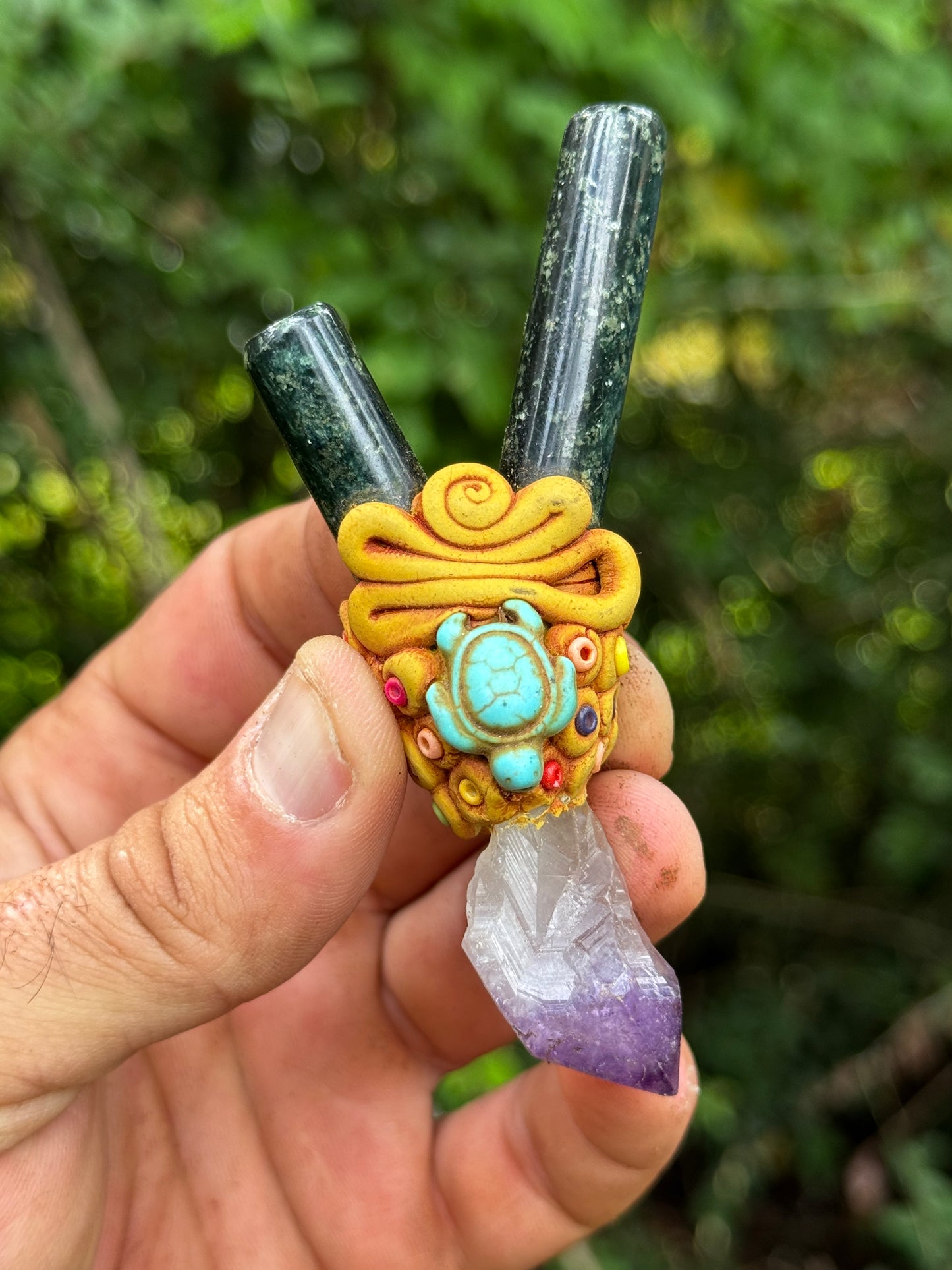 Peruvian Stone & Amethyst Kuripe