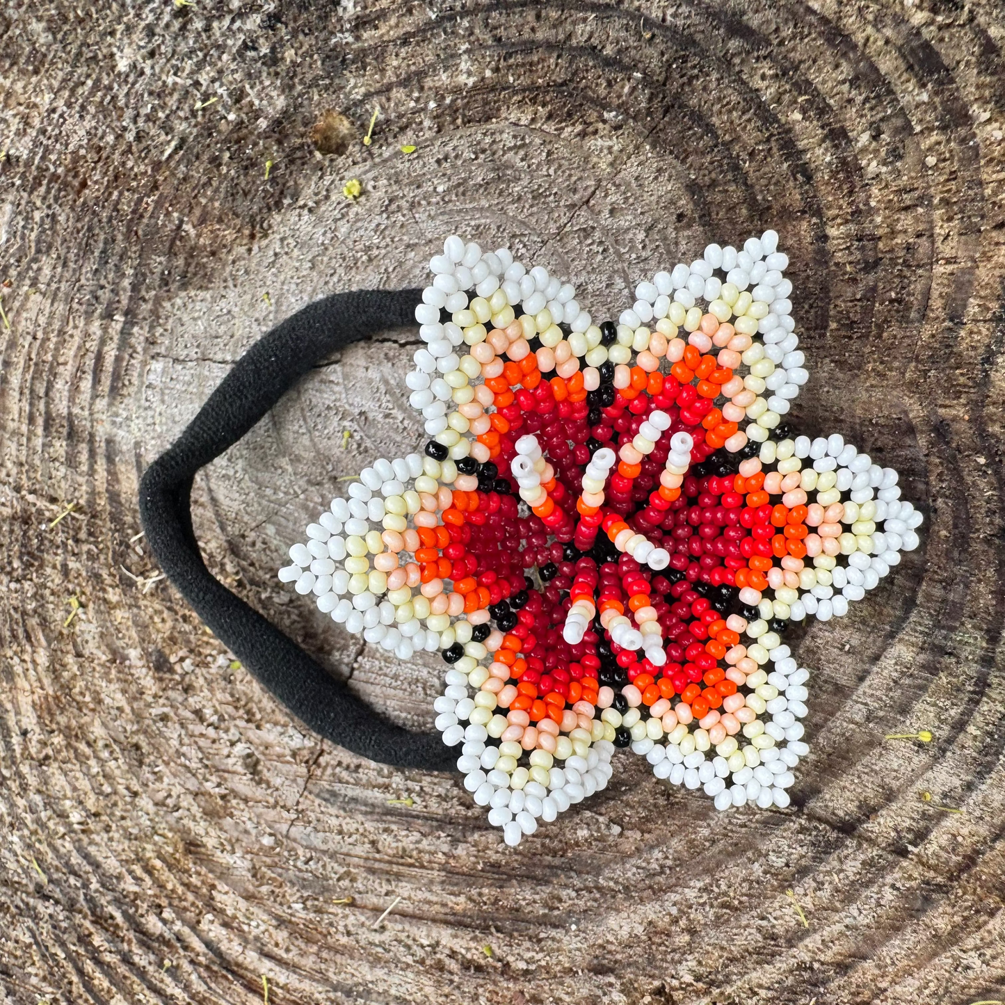 Traditional Flower Beaded Hair Tie
