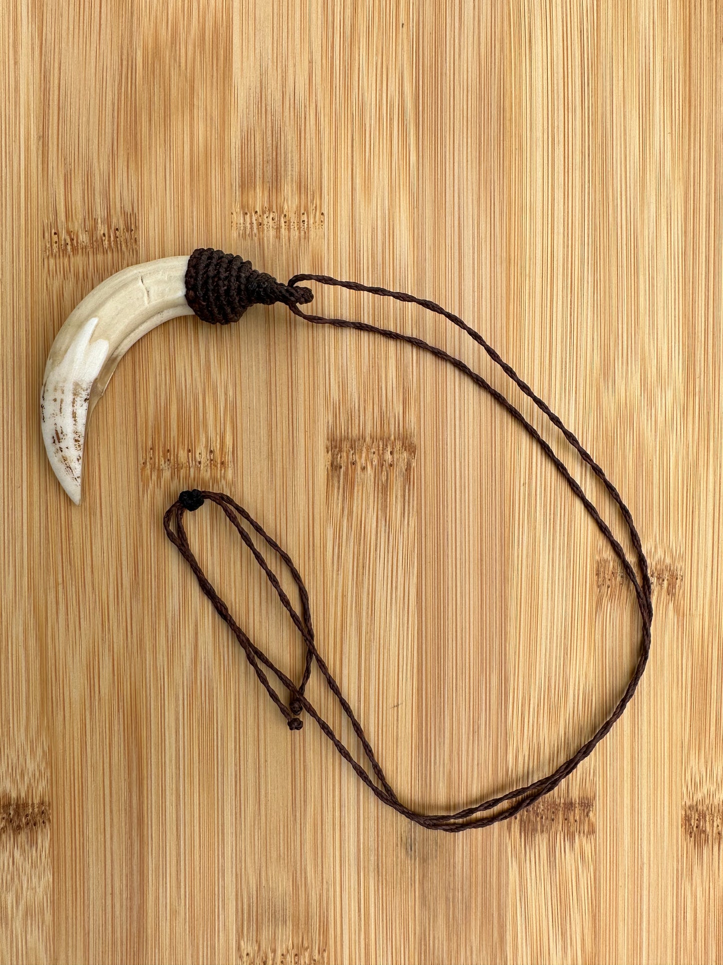Macrame Boars tooth necklace for Protection & Strength