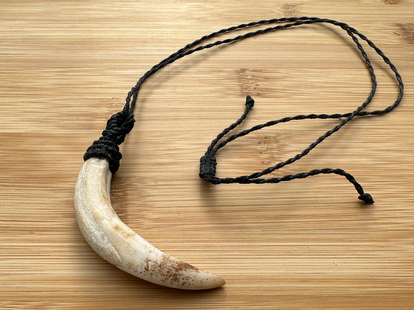 Macrame Boars tooth necklace for Protection & Strength