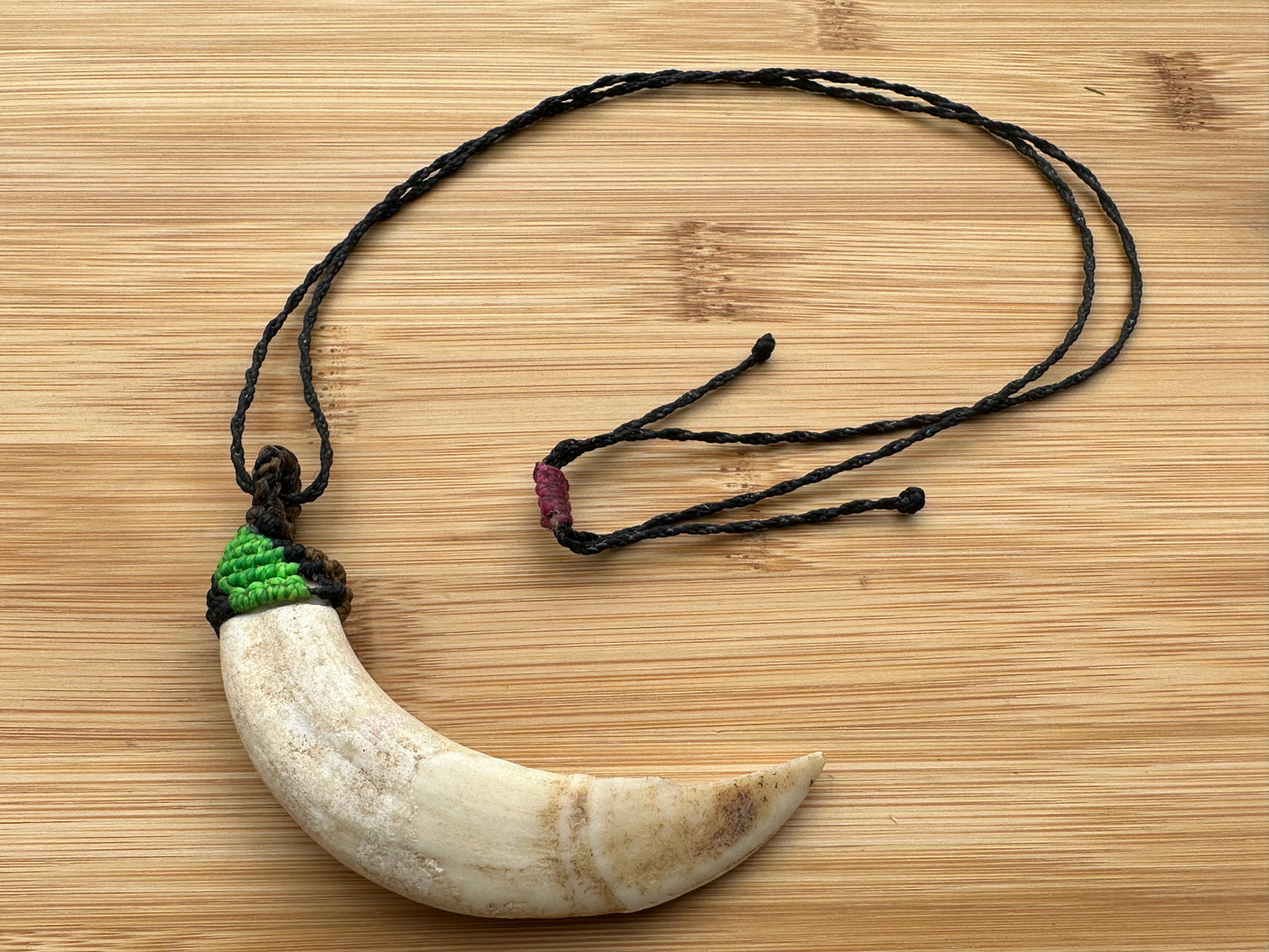 Macrame Boars tooth necklace for Protection & Strength