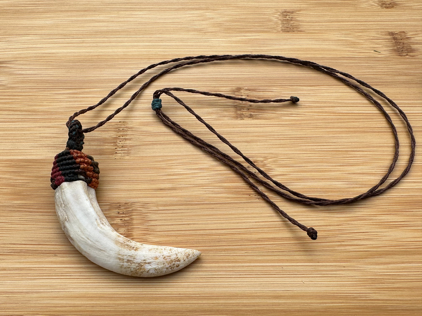 Macrame Boars tooth necklace for Protection & Strength