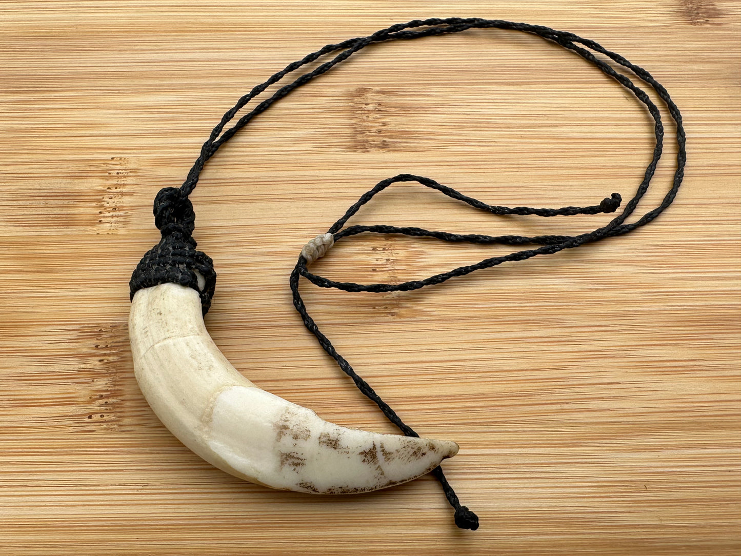 Macrame Boars tooth necklace for Protection & Strength