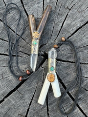 Shipibo Kuripe necklace w/ Metal, Aya & Quartz