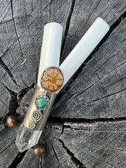 Shipibo Kuripe necklace w/ Metal, Aya & Quartz