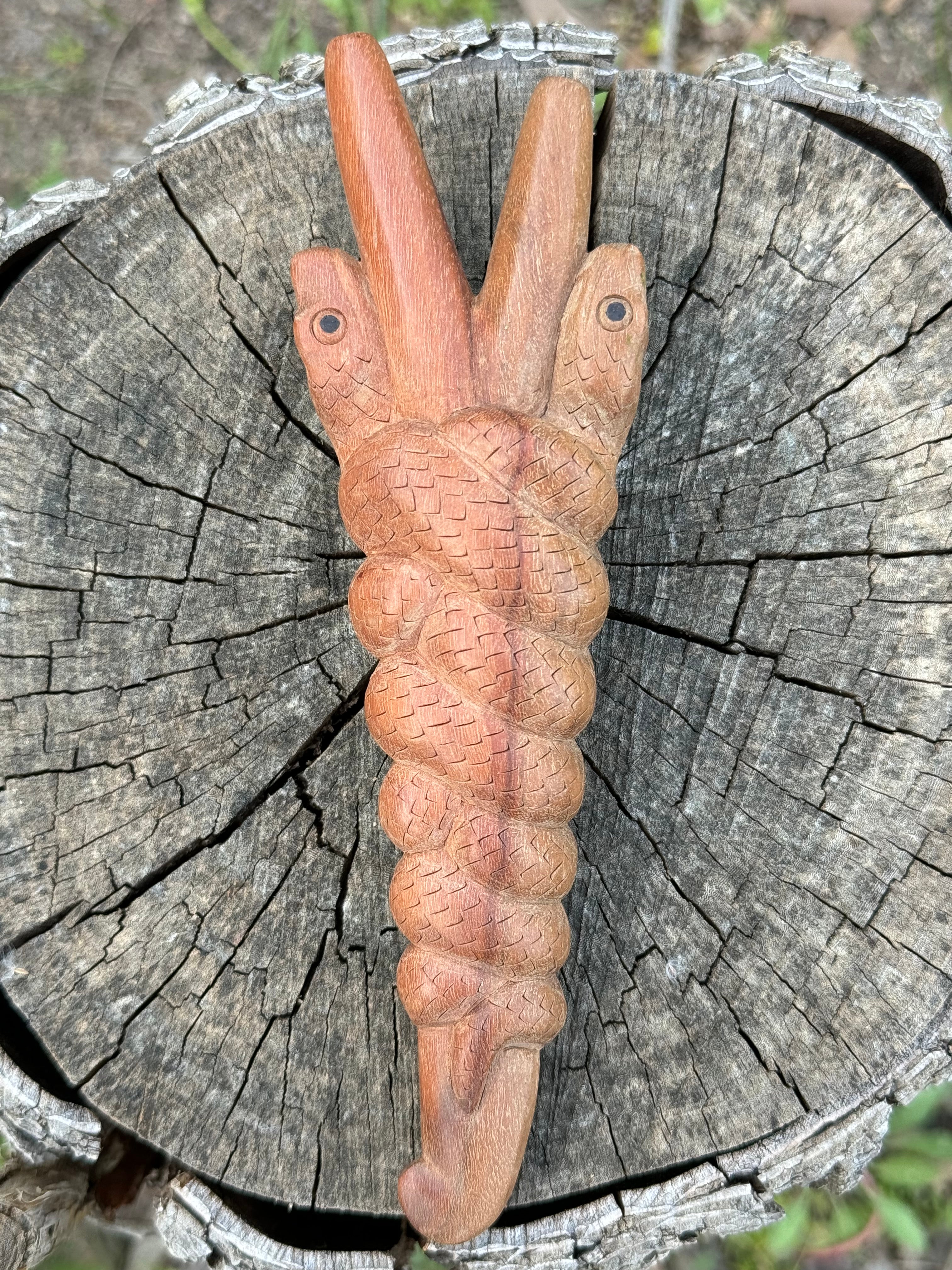 Snake Kuripe, Solid Wood Serpent 2024 Kuripe, Single Block, Hand Carved shamanic snuff self-applicator pipe for Rapé, Snake Totem