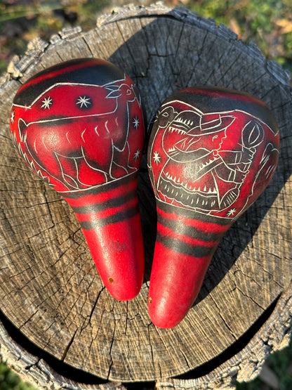 Peruvian Maracas (Llama designs)