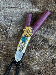 Shipibo Kuripe necklace w/ Metal, Aya & Quartz