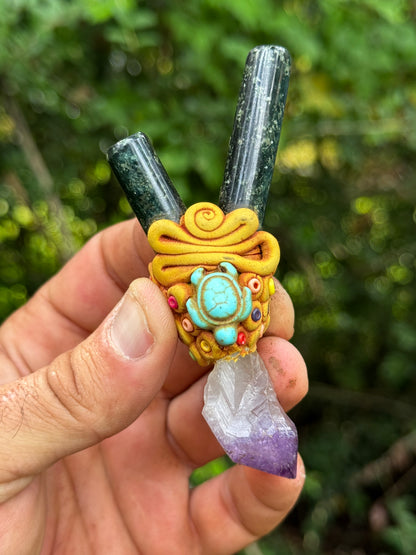 Peruvian Stone & Amethyst Kuripe