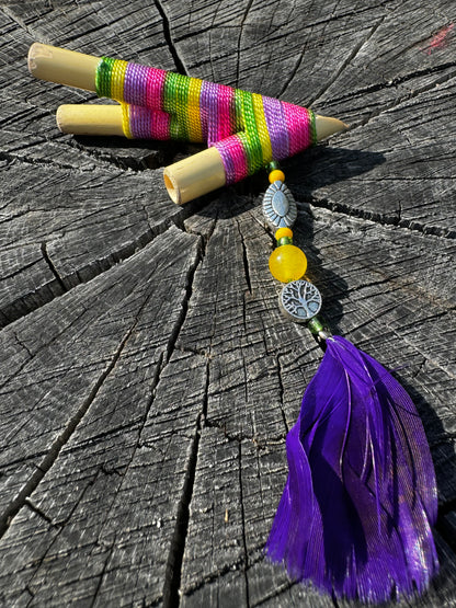 Colombian Double nostril bamboo kuripes (self applicator for hapé/rapé snuff)