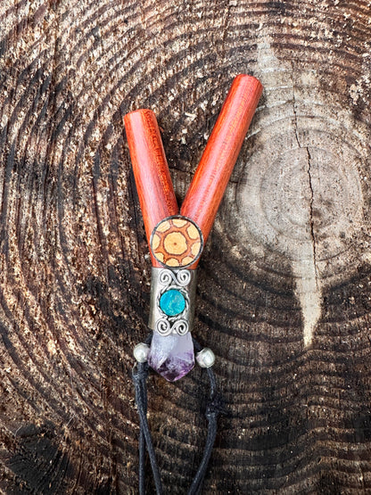 Shipibo Kuripe necklace w/ Metal, Aya & Quartz