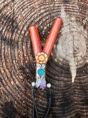 Shipibo Kuripe necklace w/ Metal, Aya & Quartz