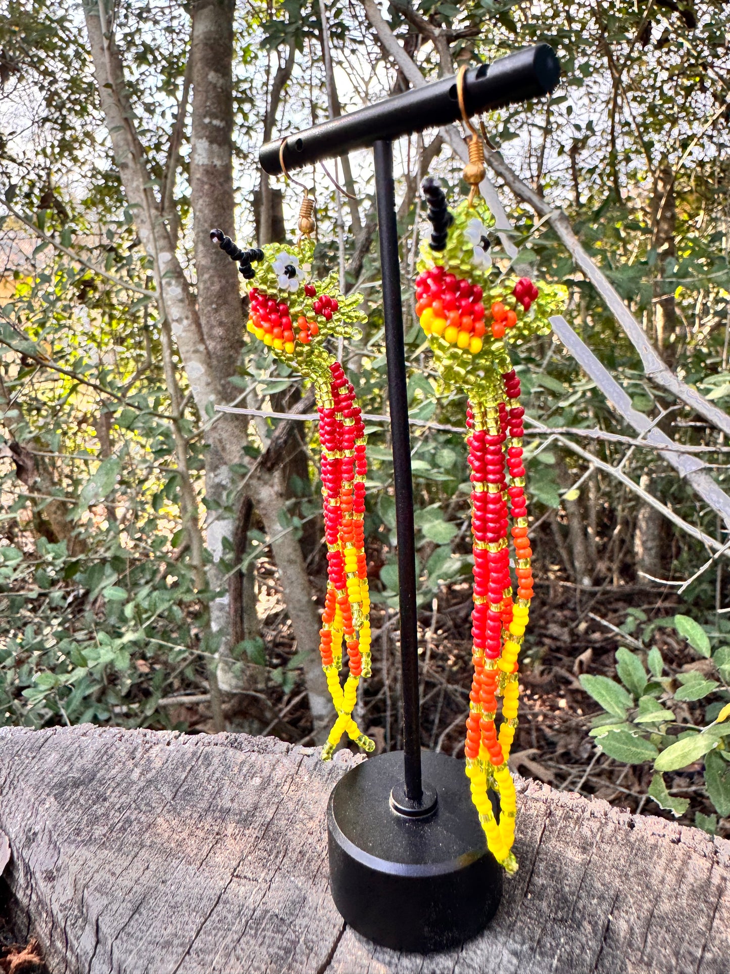 Hummingbirds Beaded Earrings