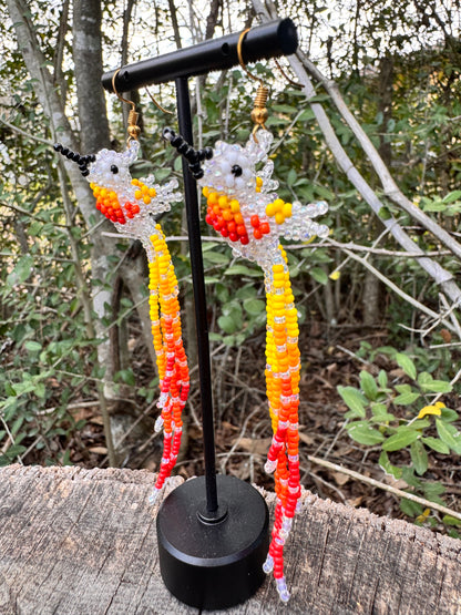 Hummingbirds Beaded Earrings
