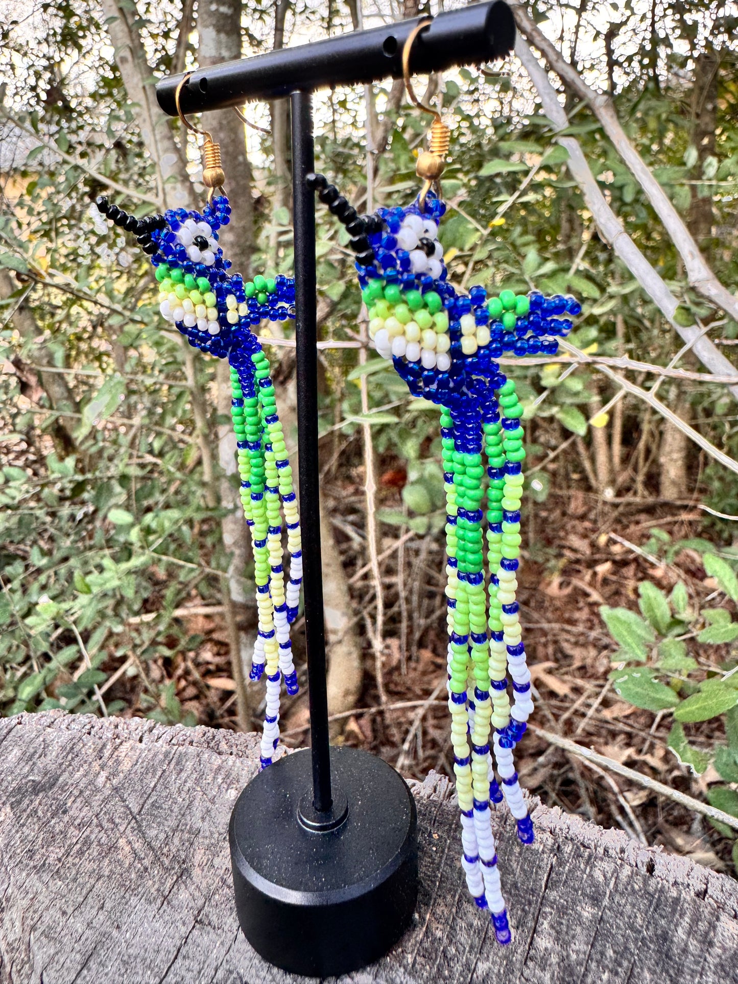 Hummingbirds Beaded Earrings