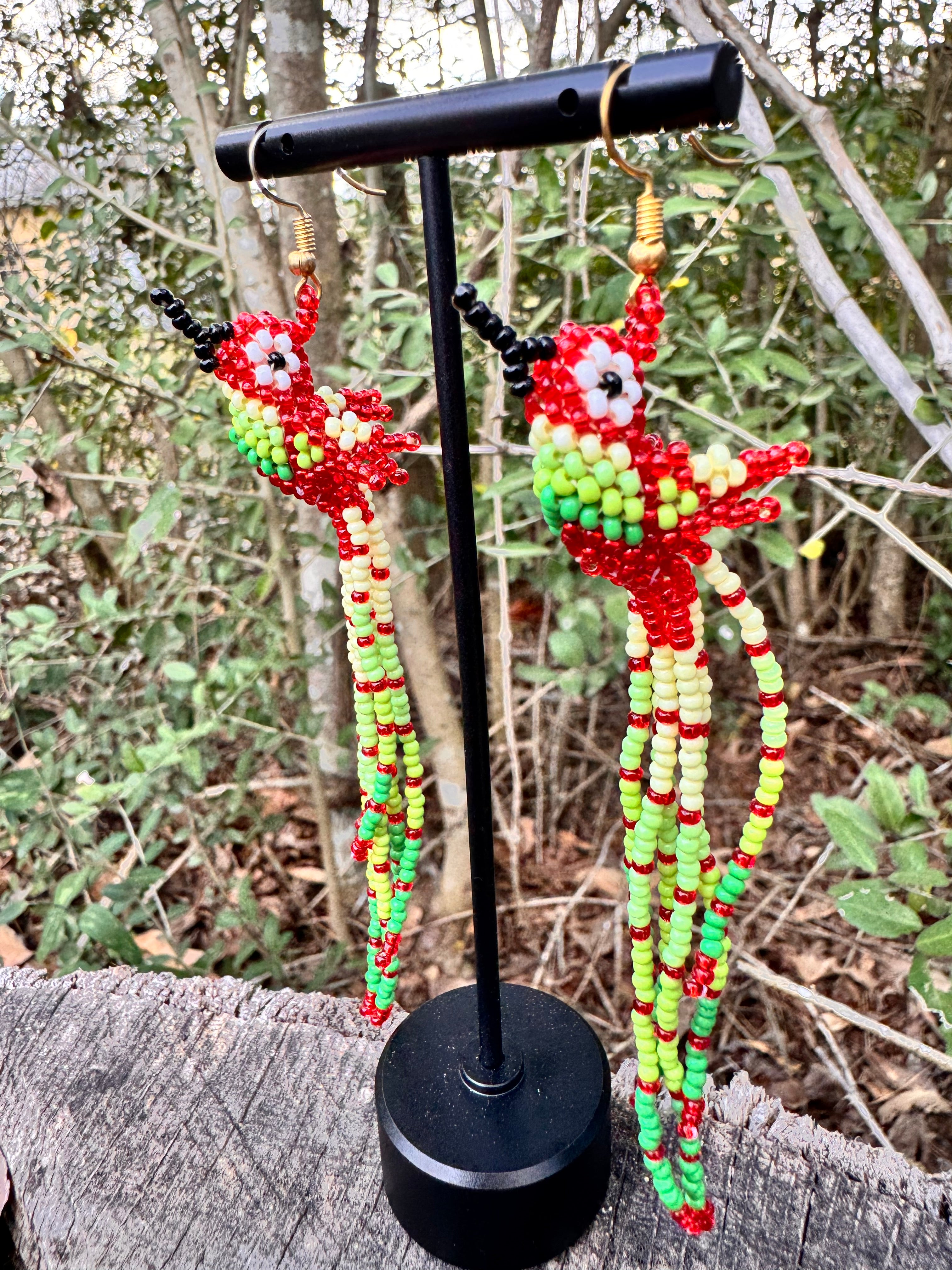 Hummingbirds Beaded Earrings