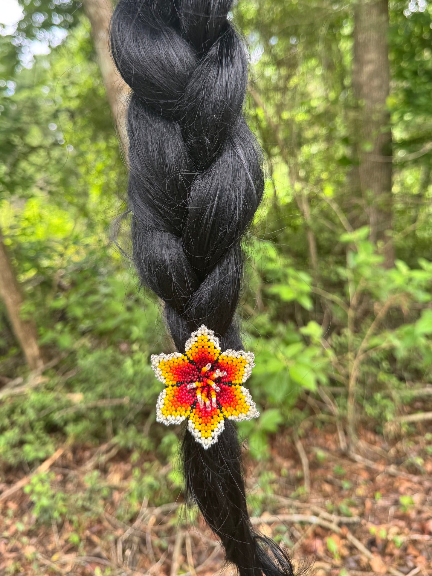 Traditional Flower Beaded Hair Tie