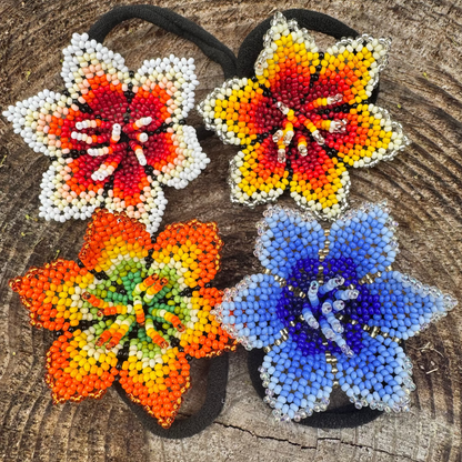 Traditional Flower Beaded Hair Tie