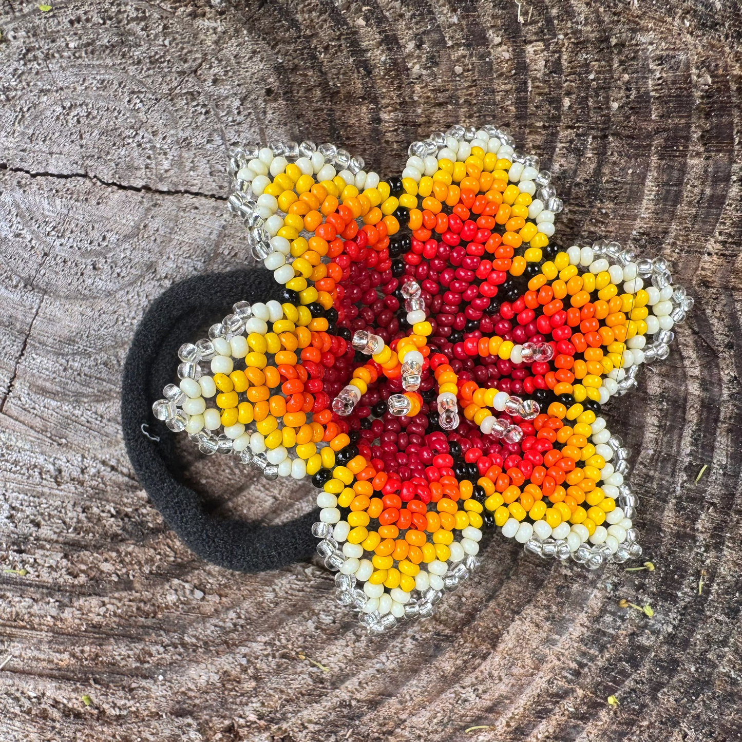 Traditional Flower Beaded Hair Tie