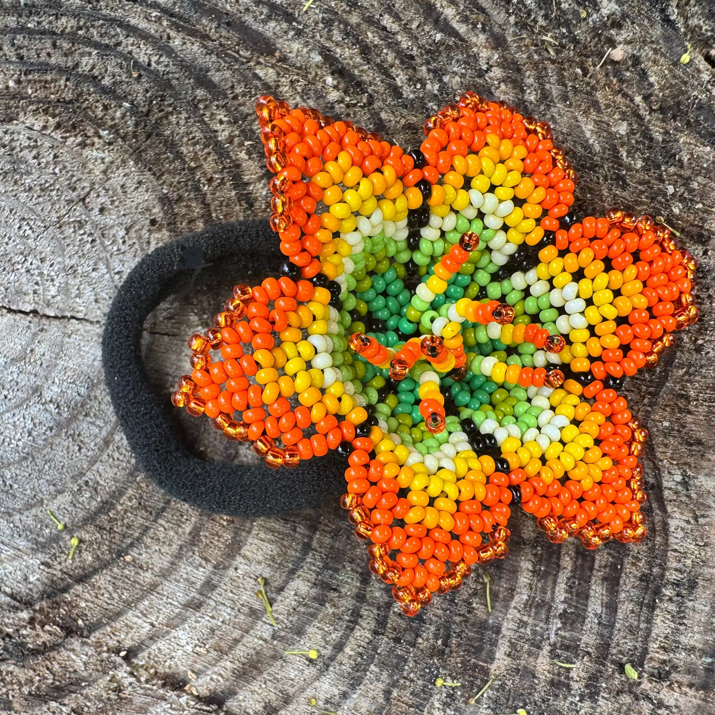 Traditional Flower Beaded Hair Tie