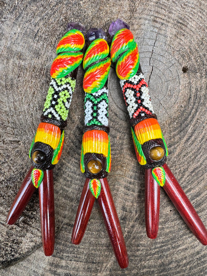 XXL Shipibo Beaded Kuripe (w/ optional build in hapé container)