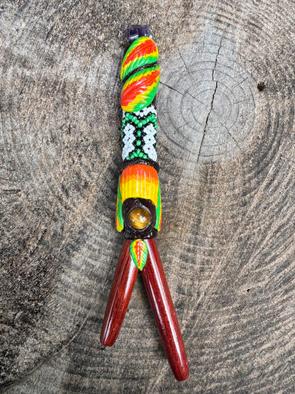 XXL Shipibo Beaded Kuripe (w/ optional build in hapé container)