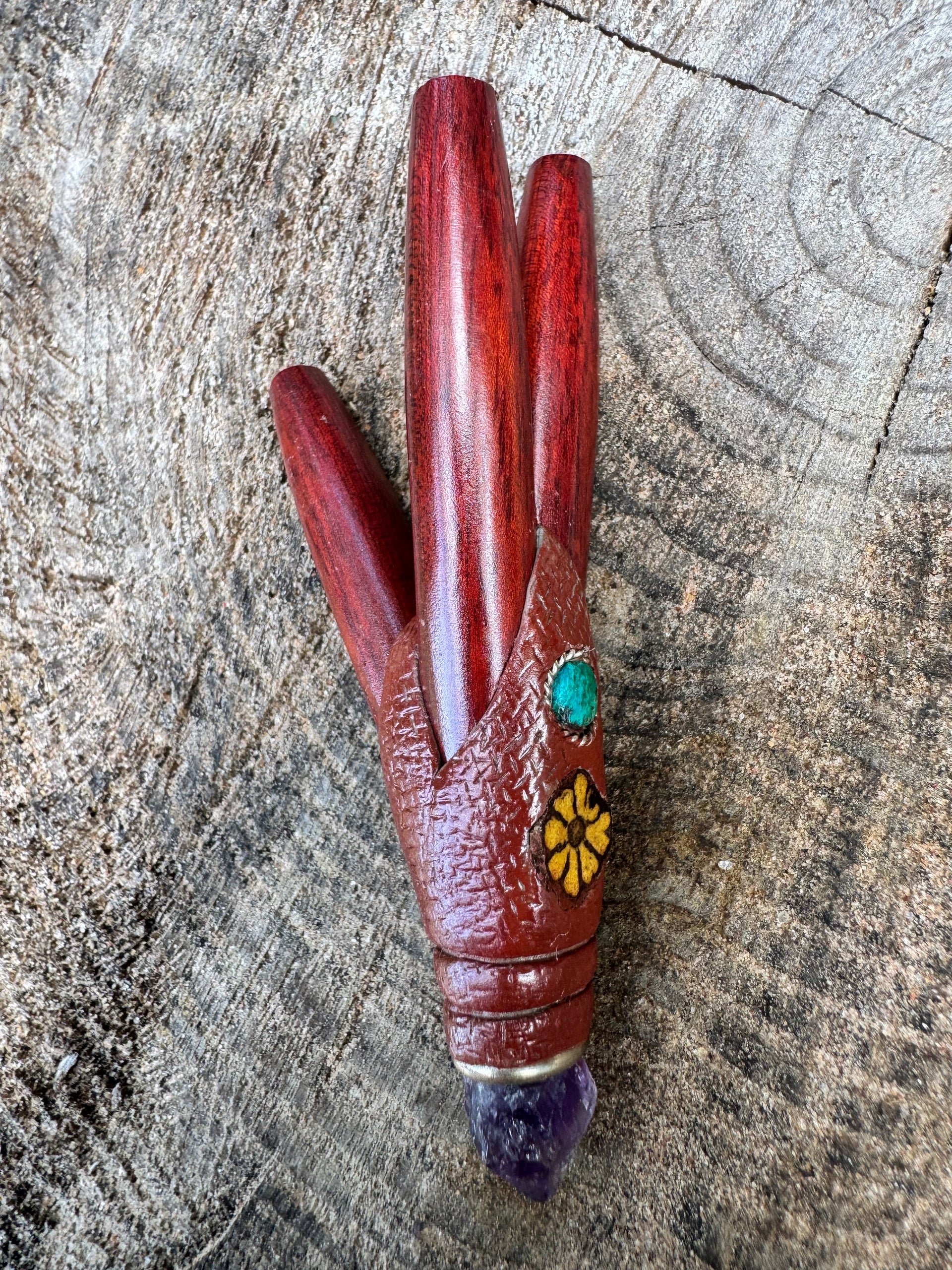 Peruvian Double Nostril Kuripe w/ Aya & crystal
