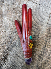 Peruvian Double Nostril Kuripe w/ Aya & crystal