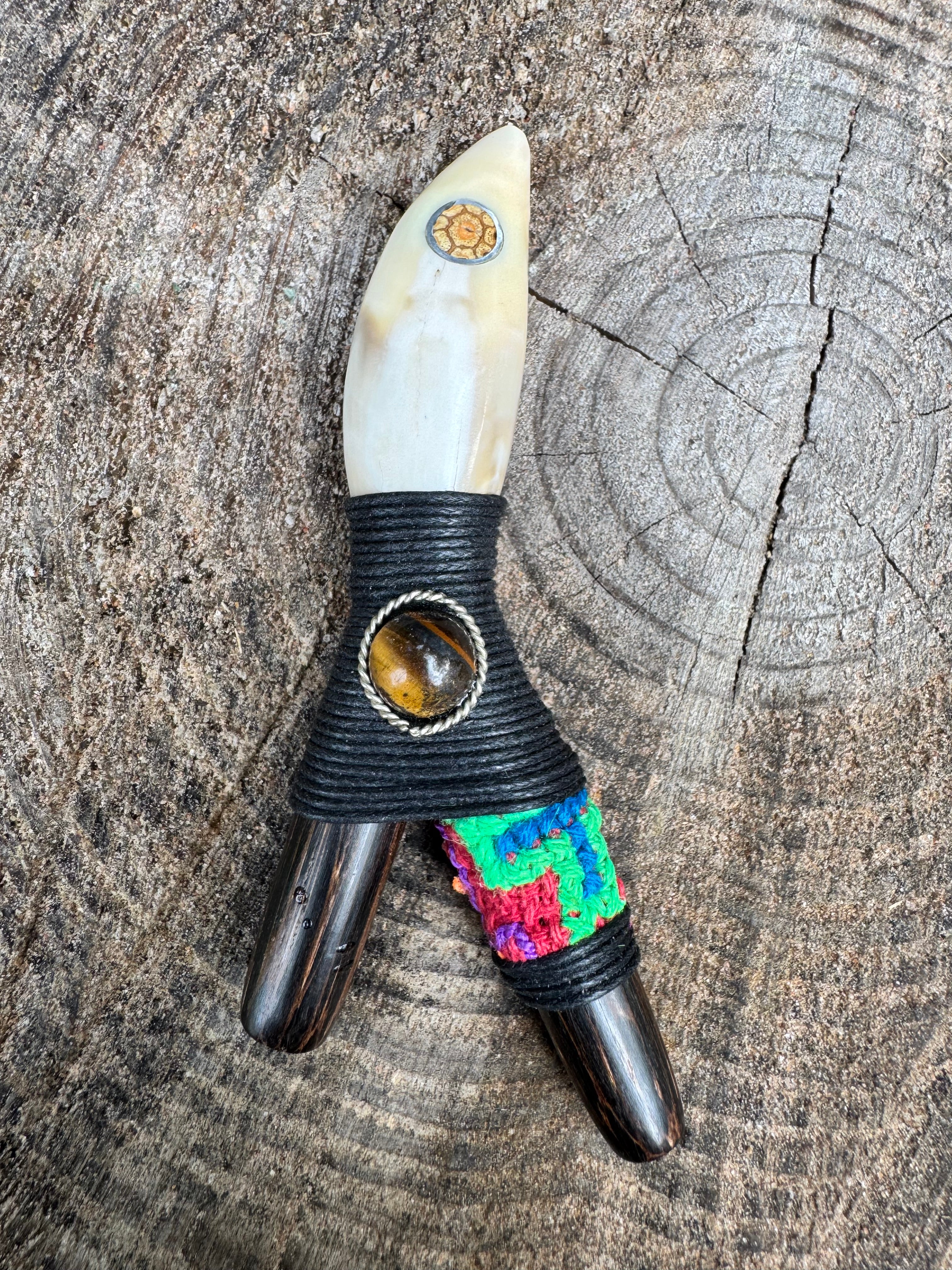Chonta Kuripe with Alligator Tooth