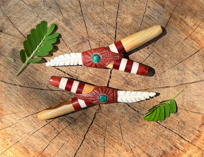 Single Nostril Kuripe w/ carved bone tip and shipibo beading