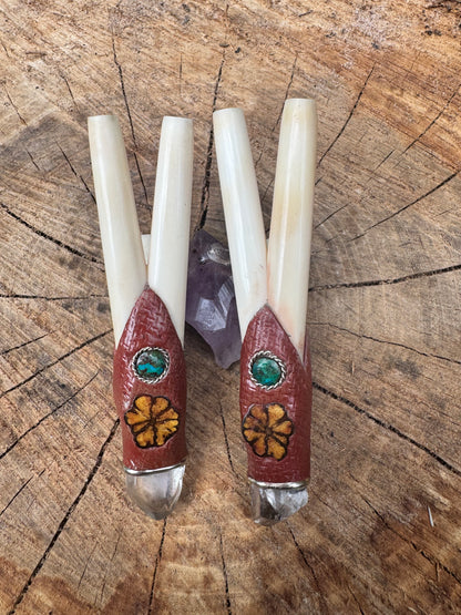 Peruvian Double Nostril Kuripe w/ Aya & crystal