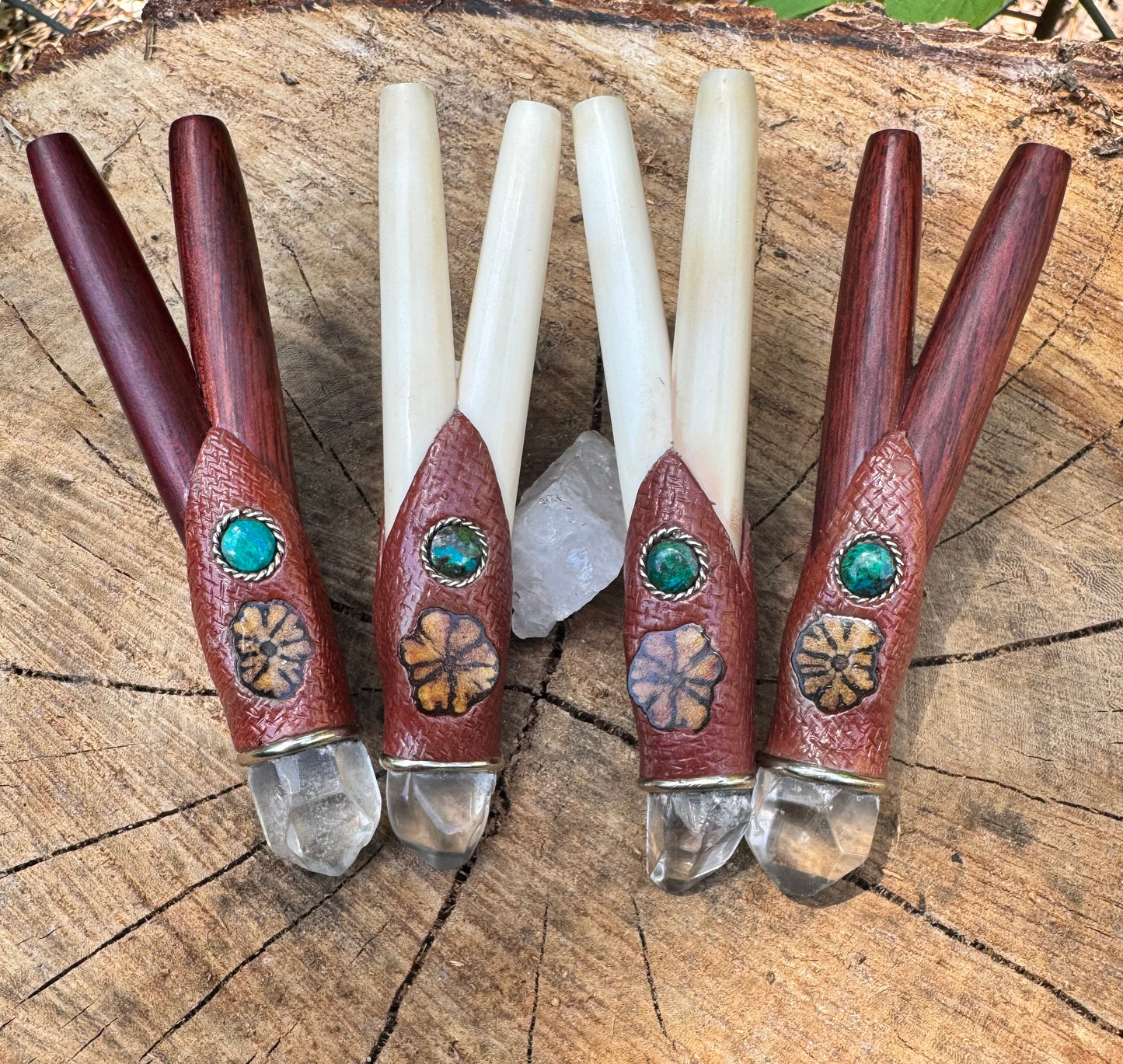 Peruvian Double Nostril Kuripe w/ Aya & crystal