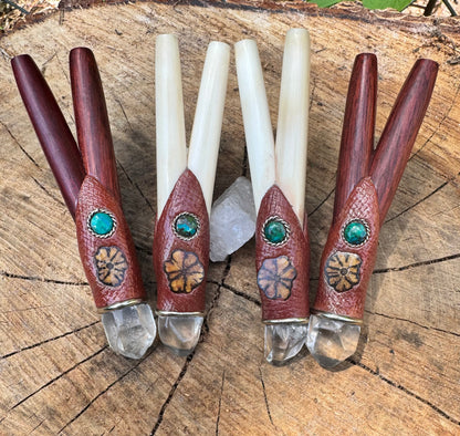 Peruvian Double Nostril Kuripe w/ Aya & crystal