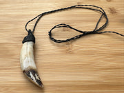 Macrame Boars tooth necklace for Protection & Strength