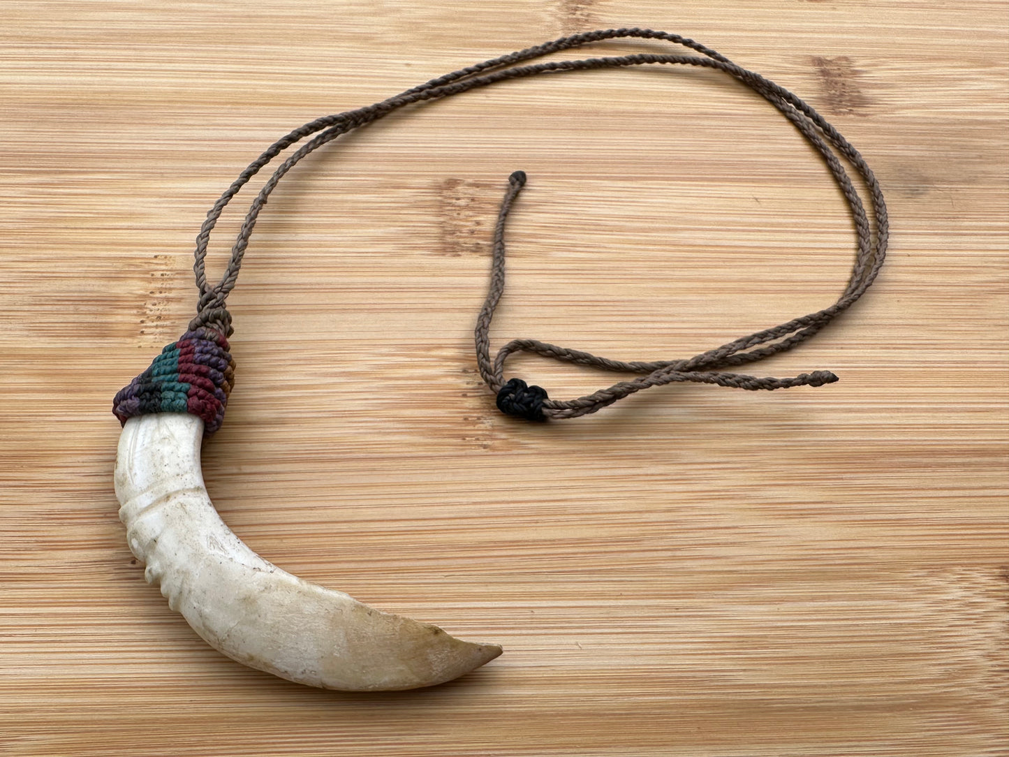 Macrame Boars tooth necklace for Protection & Strength