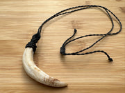 Macrame Boars tooth necklace for Protection & Strength